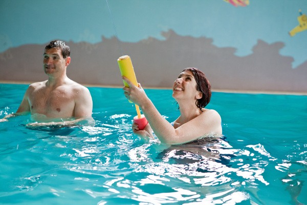 Family fun in the pool at The indoor swimming pool at Dunfield House
