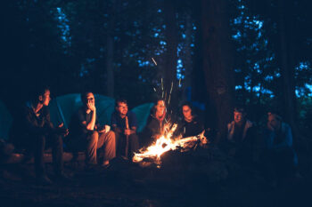Sitting around the campfire at Dunfield House