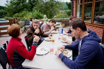 Lunch at the Stables courtyard at Dunfield House