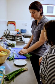 Food preparation in the kitchen at Dunfield