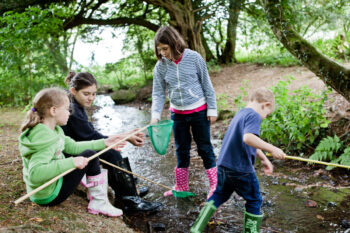 Searching for minibeasts in the grounds at Dunfield House